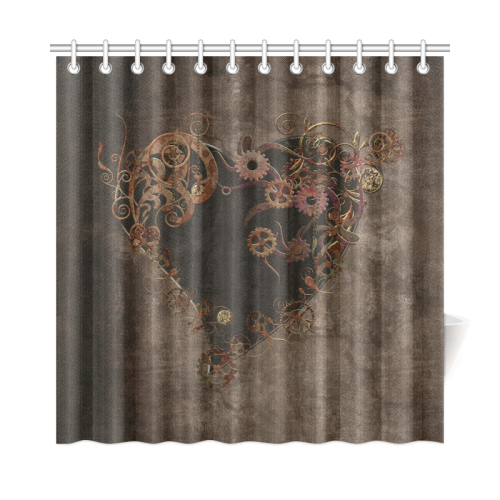 A decorated Steampunk Heart in brown Shower Curtain 72"x72"
