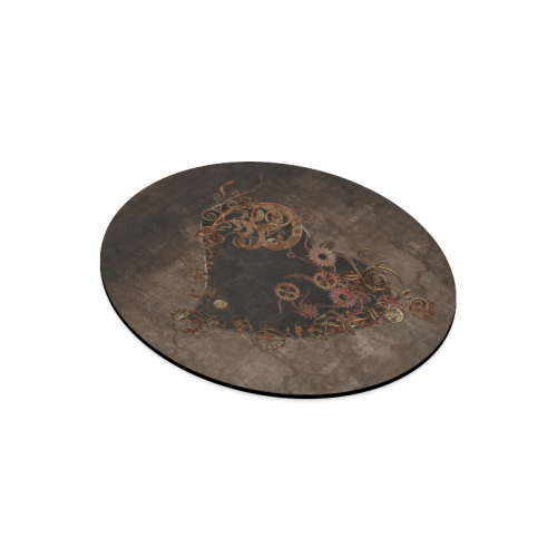 A decorated Steampunk Heart in brown Round Mousepad