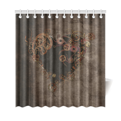 A decorated Steampunk Heart in brown Shower Curtain 69"x72"