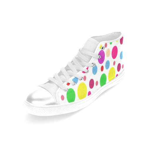 Colored Polka Dots Women's Classic High Top Canvas Shoes (Model 017)