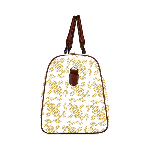 Floral pattern, gold Waterproof Travel Bag/Small (Model 1639)