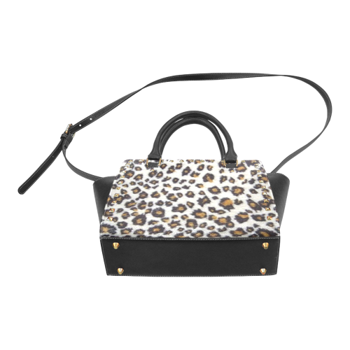 Leopard Print Rivet Shoulder Handbag (Model 1645)