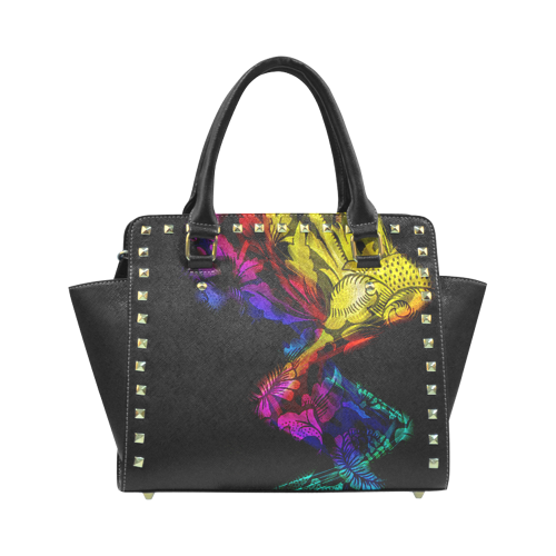 Abstract design Rivet Shoulder Handbag (Model 1645)