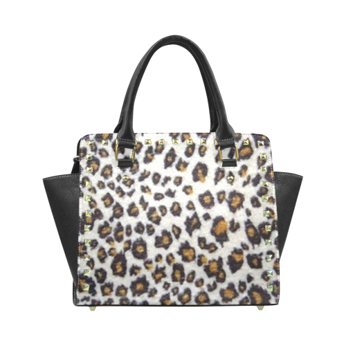 Leopard Print Rivet Shoulder Handbag (Model 1645)