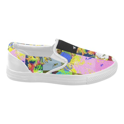 Foliage Patchwork #3 - Jera Nour Women's Slip-on Canvas Shoes (Model 019)