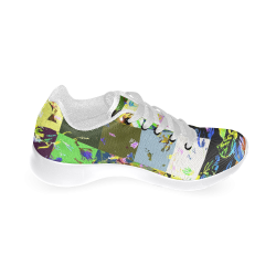 Foliage Patchwork #3 White - Jera Nour Women’s Running Shoes (Model 020)