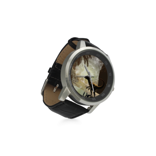 Dinosaur Unisex Stainless Steel Leather Strap Watch(Model 202)