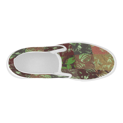 Foliage Patchwork #4 - Jera Nour Women's Slip-on Canvas Shoes (Model 019)