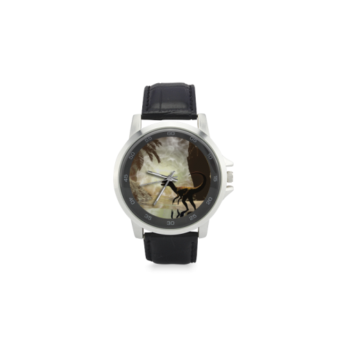 Dinosaur Unisex Stainless Steel Leather Strap Watch(Model 202)