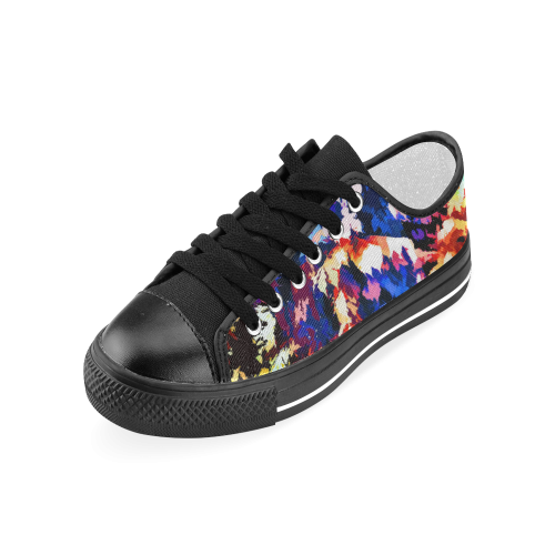 Foliage Patchwork #7 Black - Jera Nour Men's Classic Canvas Shoes (Model 018)