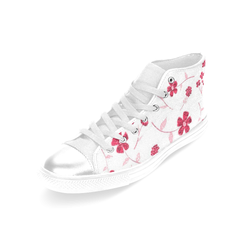 sweet sparkling floral, red Women's Classic High Top Canvas Shoes (Model 017)