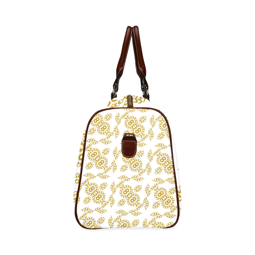 Floral pattern, gold Waterproof Travel Bag/Small (Model 1639)