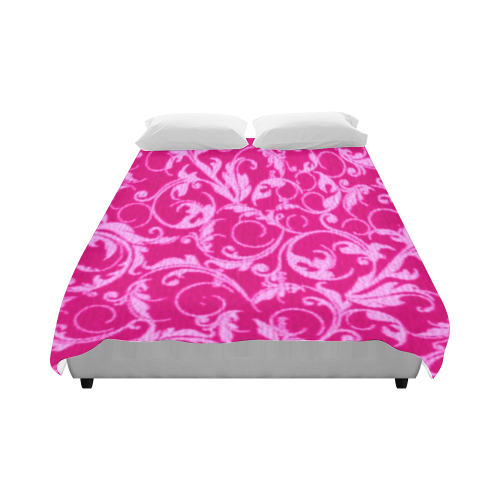 Vintage Swirls Hot Pink Duvet Cover 86"x70" ( All-over-print)