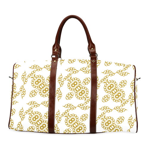 Floral pattern, gold Waterproof Travel Bag/Small (Model 1639)