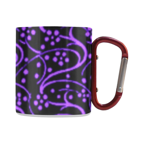 Vintage Swirl Floral Purple Black Classic Insulated Mug(10.3OZ)