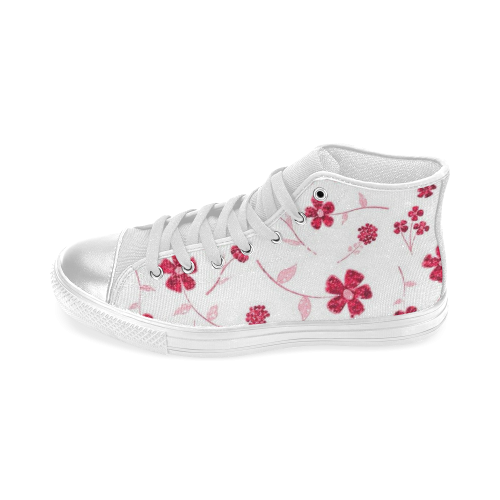 sweet sparkling floral, red Women's Classic High Top Canvas Shoes (Model 017)