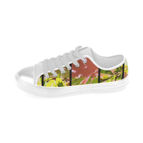 Foliage Patchwork #5 White Horizontal - Jera Nour Men's Classic Canvas Shoes (Model 018)