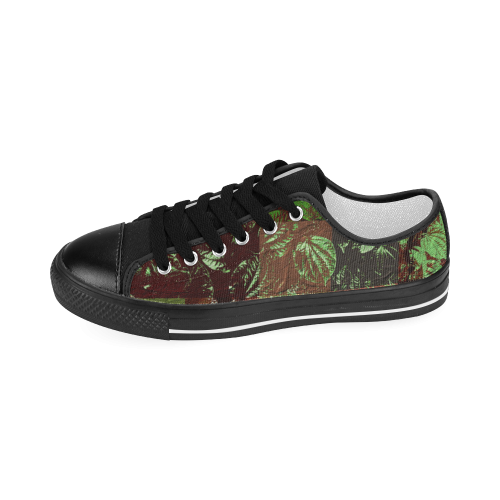 Foliage Patchwork #4 Black - Jera Nour Men's Classic Canvas Shoes (Model 018)