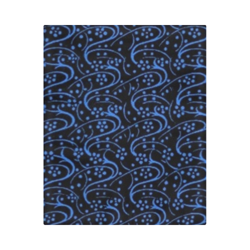 Vintage Swirl Floral Blue Black Duvet Cover 86"x70" ( All-over-print)