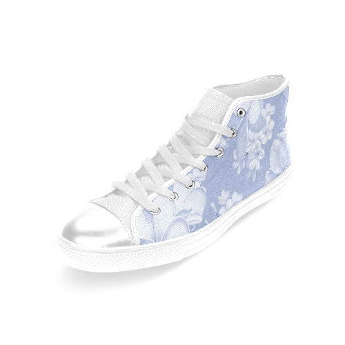 Delicate floral pattern,blue Women's Classic High Top Canvas Shoes (Model 017)