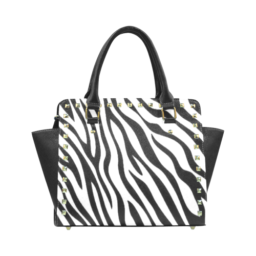 Zebra Print Rivet Shoulder Handbag (Model 1645)