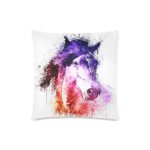 watercolor horse Custom Zippered Pillow Case 18"x18"(Twin Sides)