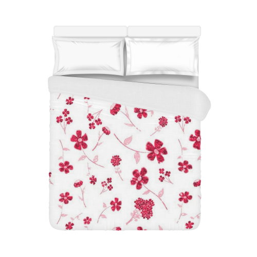 sweet sparkling floral, red Duvet Cover 86"x70" ( All-over-print)