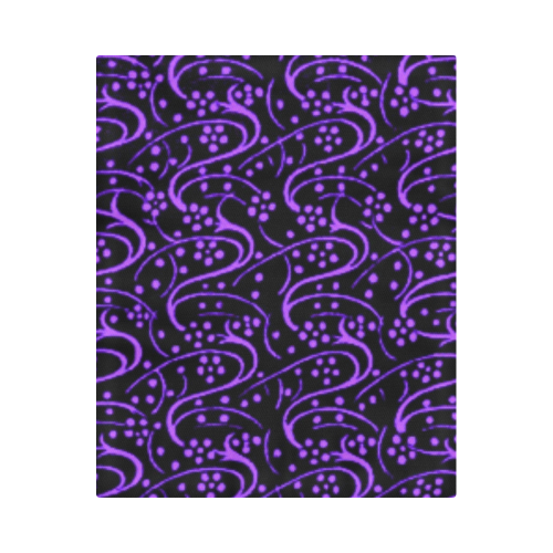 Vintage Swirl Floral Purple Black Duvet Cover 86"x70" ( All-over-print)