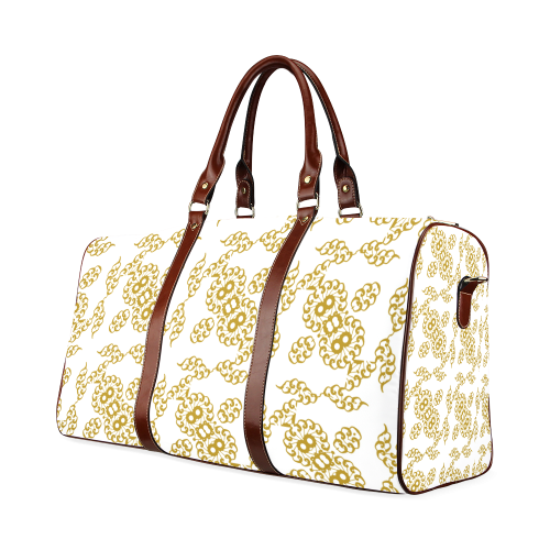 Floral pattern, gold Waterproof Travel Bag/Small (Model 1639)