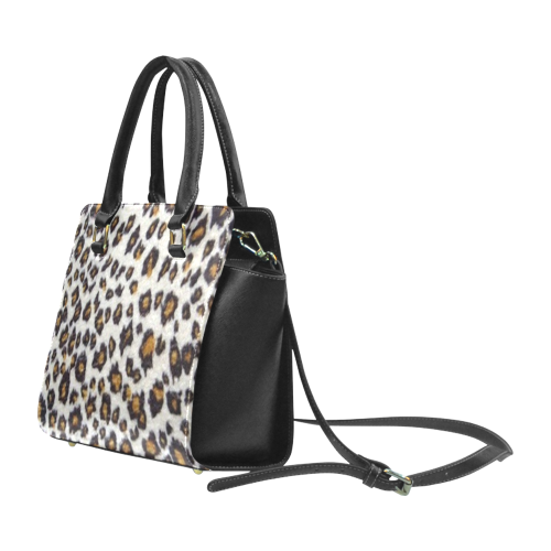 Leopard Print Rivet Shoulder Handbag (Model 1645)