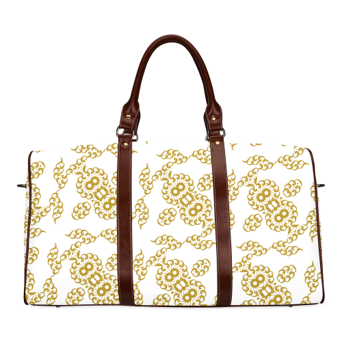 Floral pattern, gold Waterproof Travel Bag/Small (Model 1639)