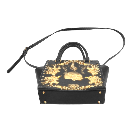 Awesome skull Rivet Shoulder Handbag (Model 1645)