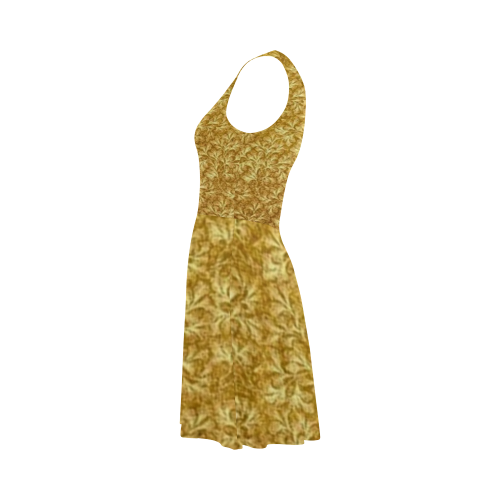 Vintage Floral Lace Leaf Yellow Atalanta Sundress (Model D04)