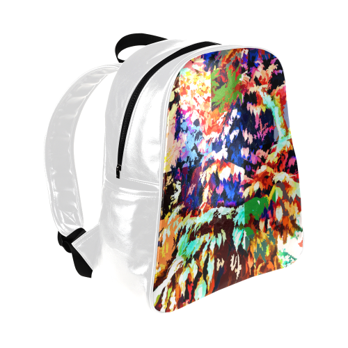Foliage Patchwork #7 White - Jera Nour Multi-Pockets Backpack (Model 1636)