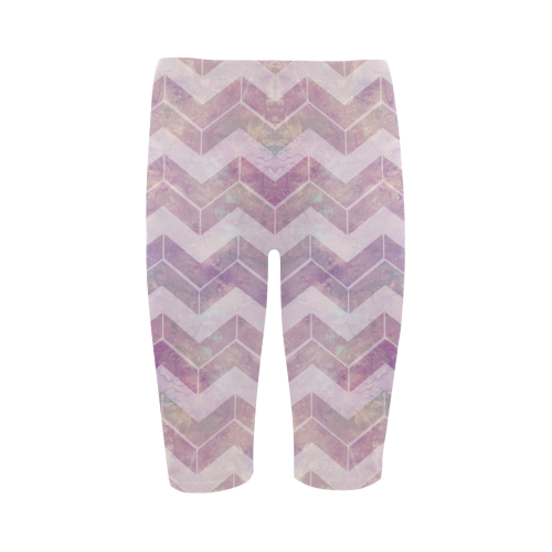 Chevron with watercolors Hestia Cropped Leggings (Model L03)