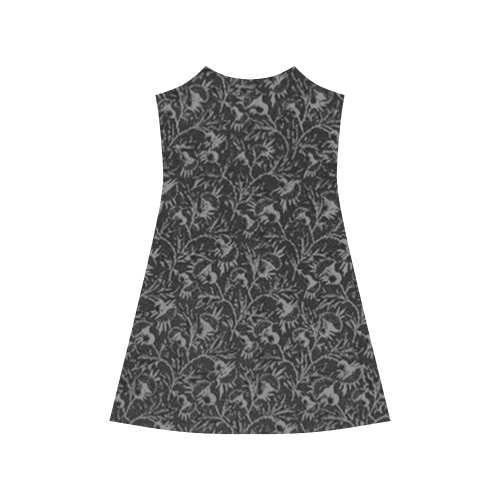 Vintage Floral Charcoal Black Alcestis Slip Dress (Model D05)