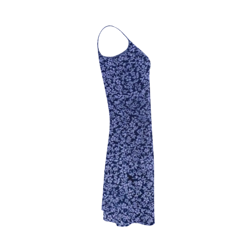 Vintage Floral Cerulean Blue Flowers Alcestis Slip Dress (Model D05)