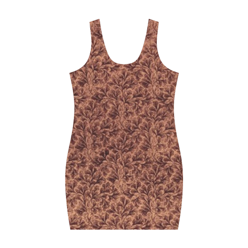 Vintage Floral Lace Leaf Coffee Brown Medea Vest Dress (Model D06)