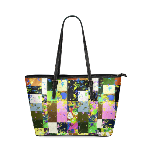 Foliage Patchwork #3 - Jera Nour Leather Tote Bag/Small (Model 1640)