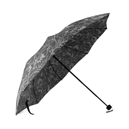 Vintage Floral Charcoal Black Foldable Umbrella (Model U01)