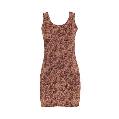 Vintage Floral Lace Leaf Coffee Brown Medea Vest Dress (Model D06)