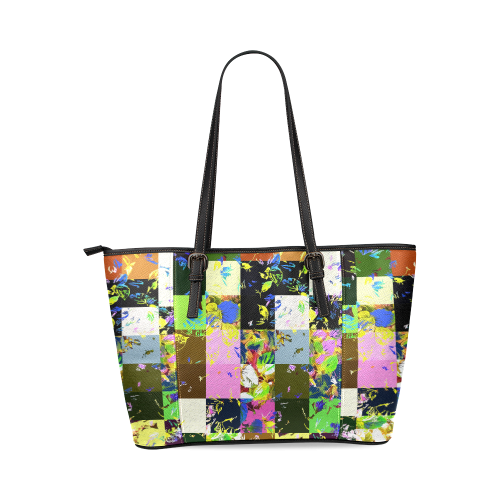 Foliage Patchwork #3 - Jera Nour Leather Tote Bag/Small (Model 1640)