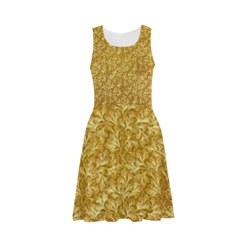 Vintage Floral Lace Leaf Yellow Atalanta Sundress (Model D04)