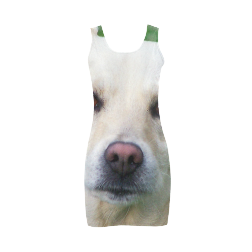Dog face close-up Medea Vest Dress (Model D06)