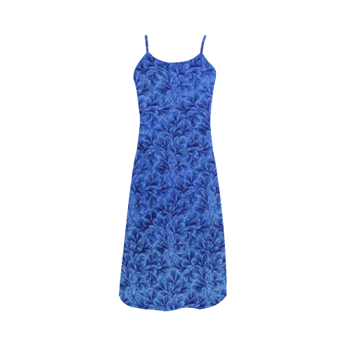 Vintage Floral Lace Leaf Sapphire Blue Alcestis Slip Dress (Model D05)