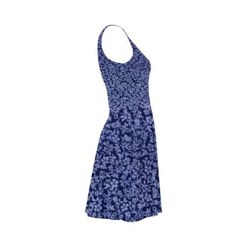 Vintage Floral Cerulean Blue Flowers Atalanta Sundress (Model D04)