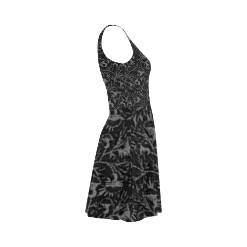 Vintage Floral Charcoal Black Atalanta Sundress (Model D04)