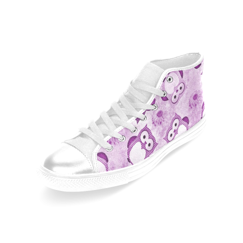 sweet Owls Wallpaper purple Women's Classic High Top Canvas Shoes (Model 017)