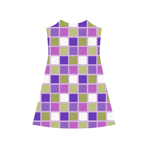 Harlequin Sage Green Lavender Purple Color Tiles Alcestis Slip Dress (Model D05)