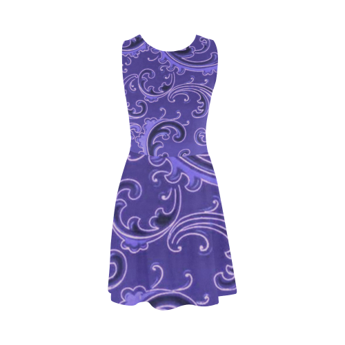 Vintage Swirls Curlicue Lavender Purple Atalanta Sundress (Model D04)